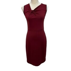 Jason Wu Cowl Neck Burgundy Sleeveless Knee Length Jersey Sheath Dress Size 4